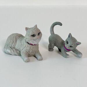 Lot of 2 - Barbie Kennel Care Pets -Gray Persian & Domestic Shorthair Cat Kitten